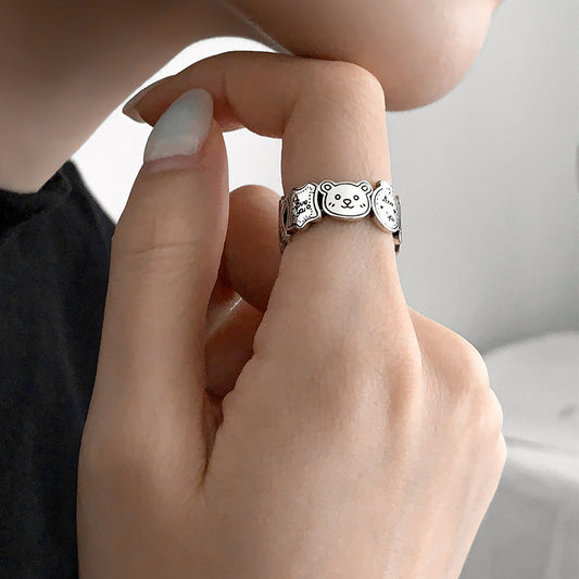 Adjustable Cartoon Character Ring Retro Punk Copper Ring For Women And Men Gift Jewelry Fashion Accessory Gift