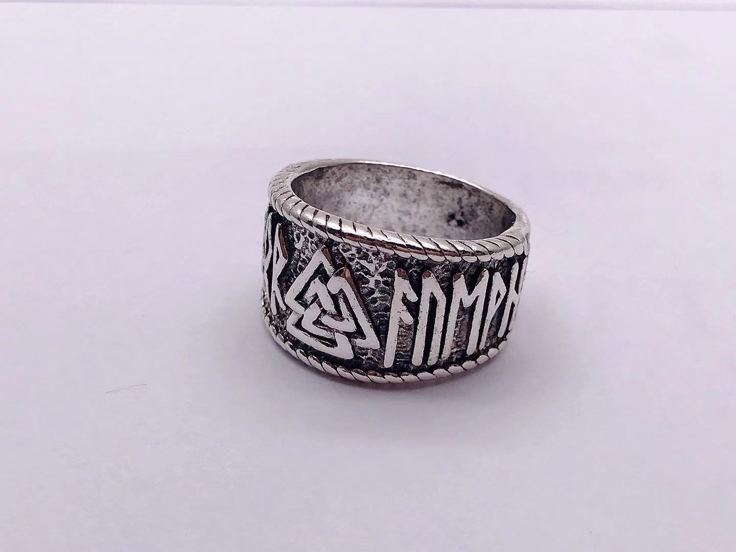 Rune Myth Mens Fashion Ring Alloy Ancient Silver Wedding Gift European American Style Letters Numbers Text