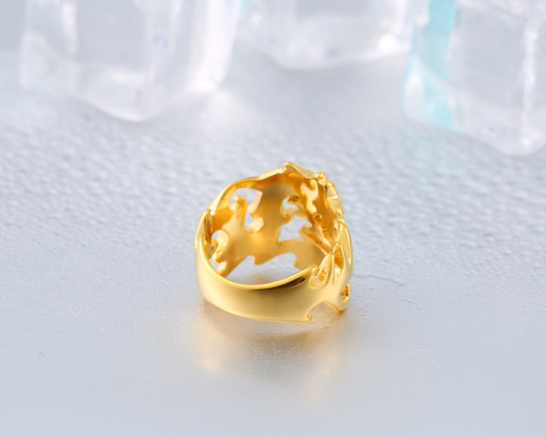 Trendy Dragon Shaped Open Ring Stainless Steel Titanium For Men Ornament Jewelry Black Gold Color Jewelry Gift