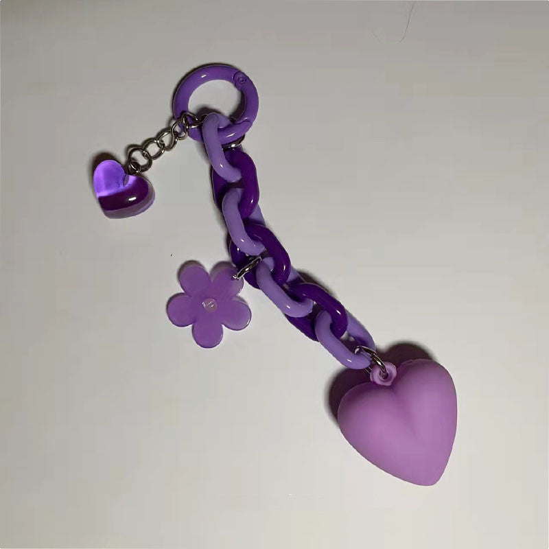 Acrylic Heart Keychain Pendant Peach Accessory Keyring