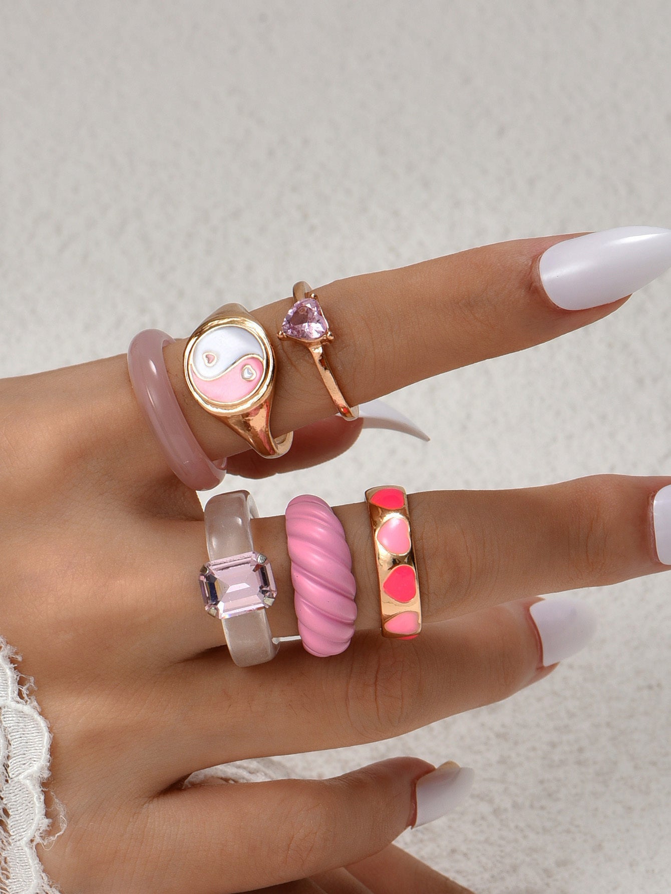 Womens Fashion Ring Set Irregular Zinc Alloy Electroplated Rings For Women Simple Style Jewelry Set Elegant Everyday