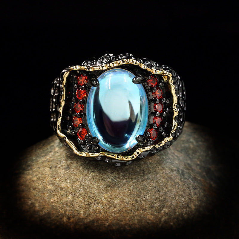 Womens Retro Exaggerated Braided Ring With Rhinestones Jewelry Statement Accessory for Fashion Everyday Glam Accessory