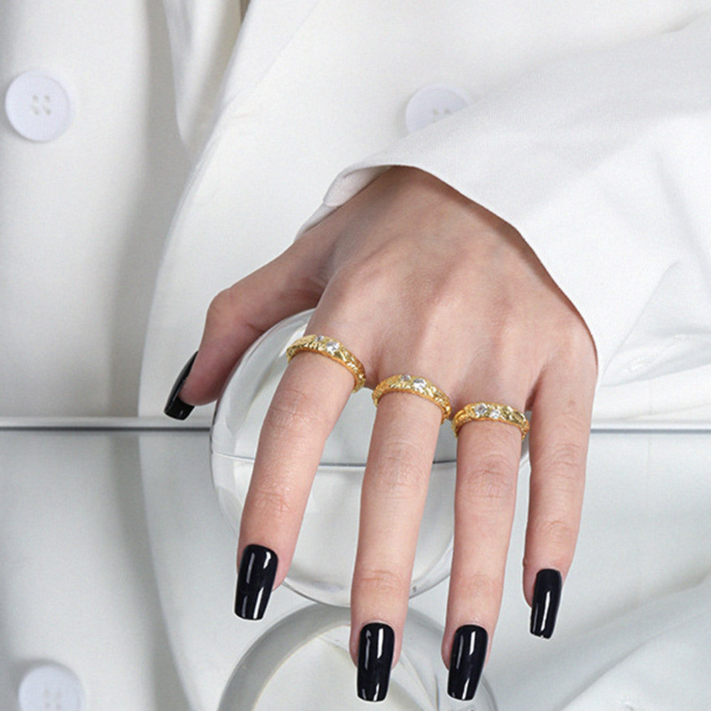 Sterling Silver Textured Ring Tin Foil Design Electroplated In 18K Gold Or White Gold Statement Ring EverydayUS