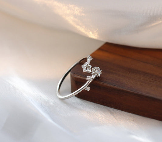 Women Star Ring Adjustable Open Design With Inlaid Zircon Copper Ring 3A Jewelry Gift For Her Star 5mm Shimmer