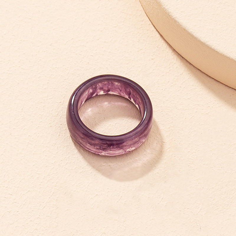 Unisex Acrylic Geometric Ring For Men And Women Statement Jewelry Emerald Green Taro Purple Light Coffee Trend