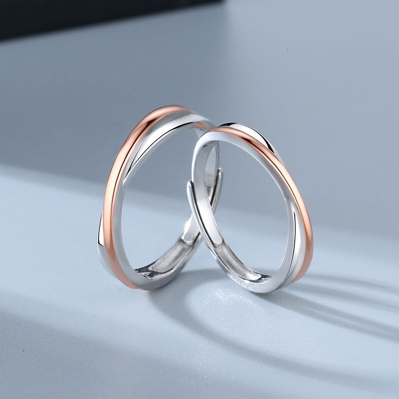 Adjustable Twin Knot Couple Rings Geometric Electroplated Copper Fashion Jewelry For Women And Men Set Perfect Gift