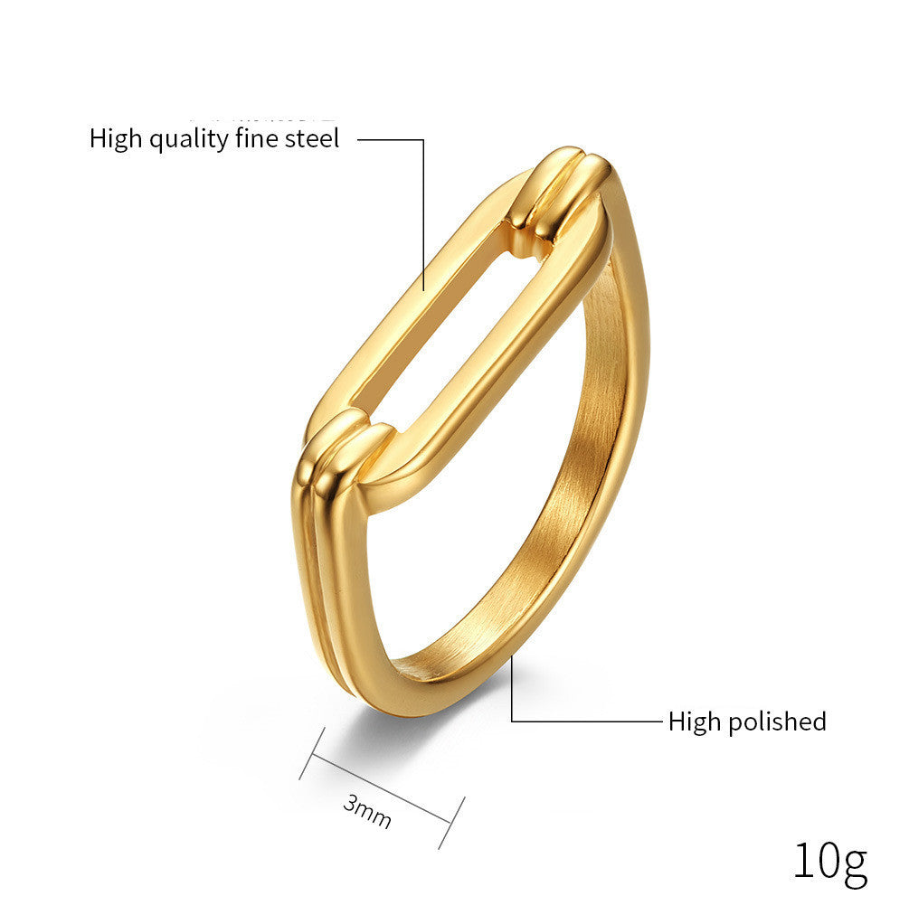 Unisex Titanium Steel Ring With Geometric Design Durable Everyday Wear Statement Jewelry For Festivals And Gifts