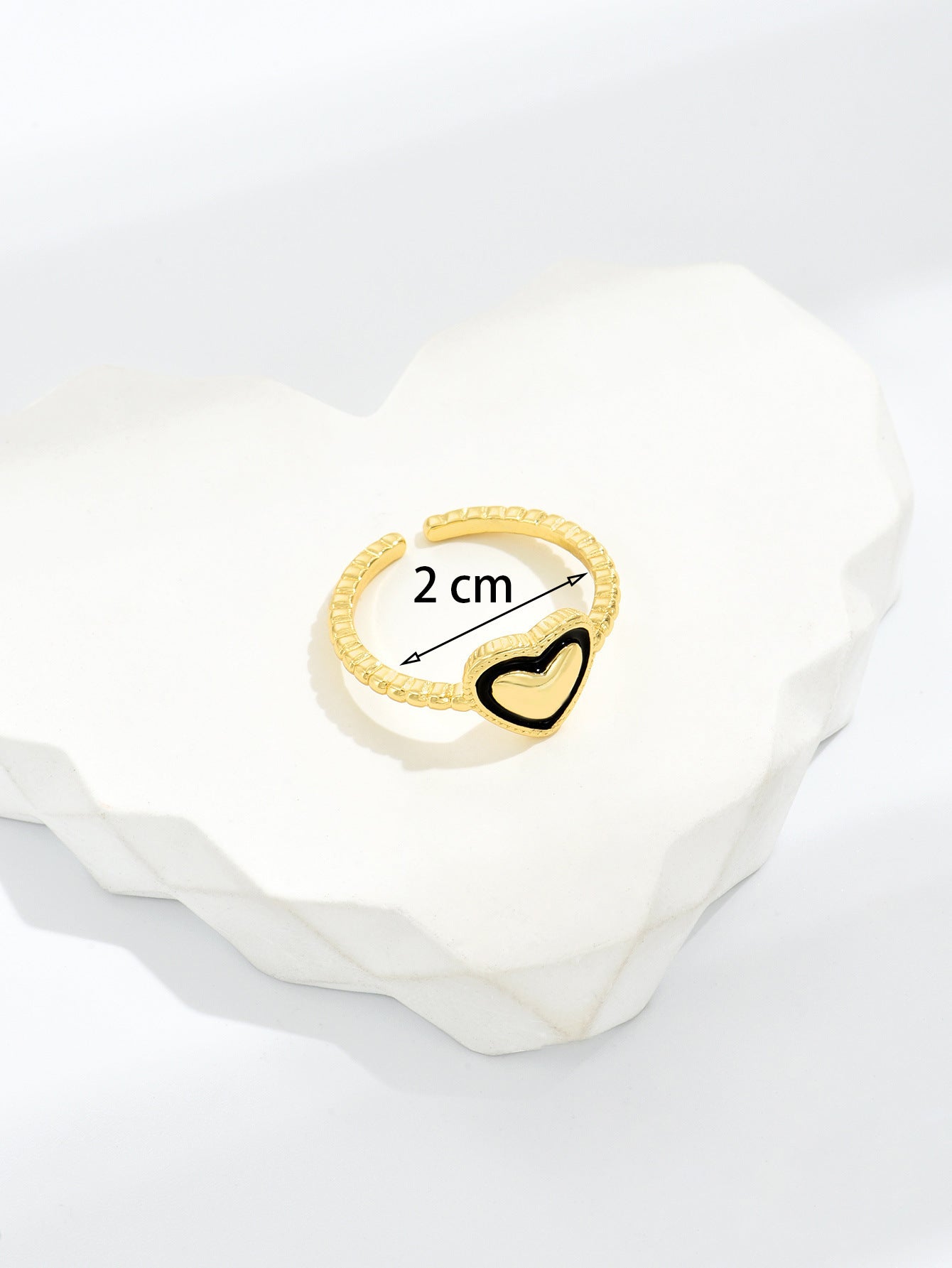 Womens Open Ring Copper Heart Shaped Design With Geometric Round Elements And Colorful Leaves Pink Yellow Shine