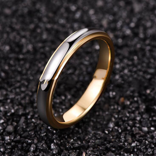 Two Tone Tungsten Ring For Men And Women Gold Silver Electroplated Fashion Band Wedding Engagement Everyday Use