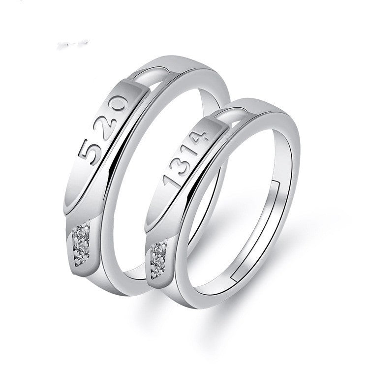 Couple Rings Korean Fashion Jewelry Gift White Copper Electroplated Open Rings Women Men Matching Promise Bands