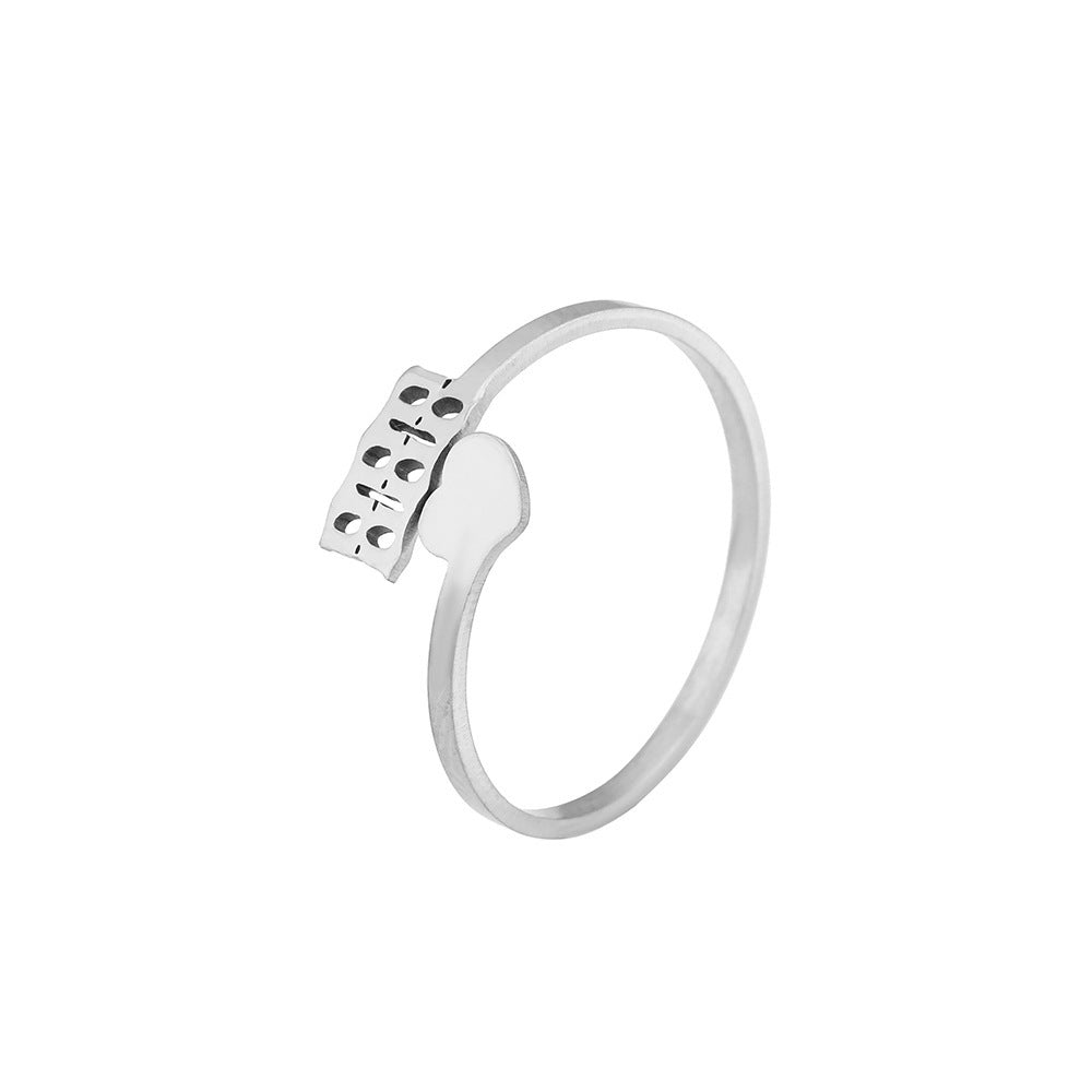 Stainless Steel Number Ring Personalized Fashion Minimalist Ring Electroplated Steel Band Gold Or Silver Finish