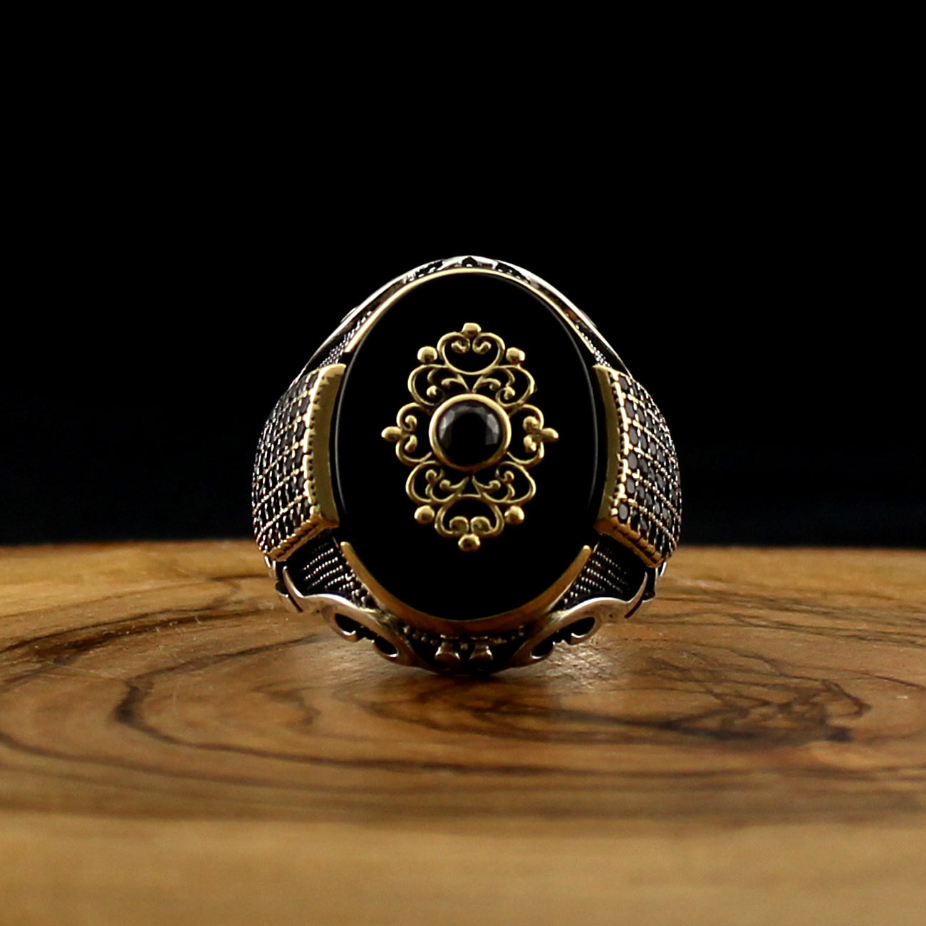 Ancient Silver Geometric Alloy Ring With Mosaic Artificial Stone Middle Eastern Design Statement Jewelry Collection