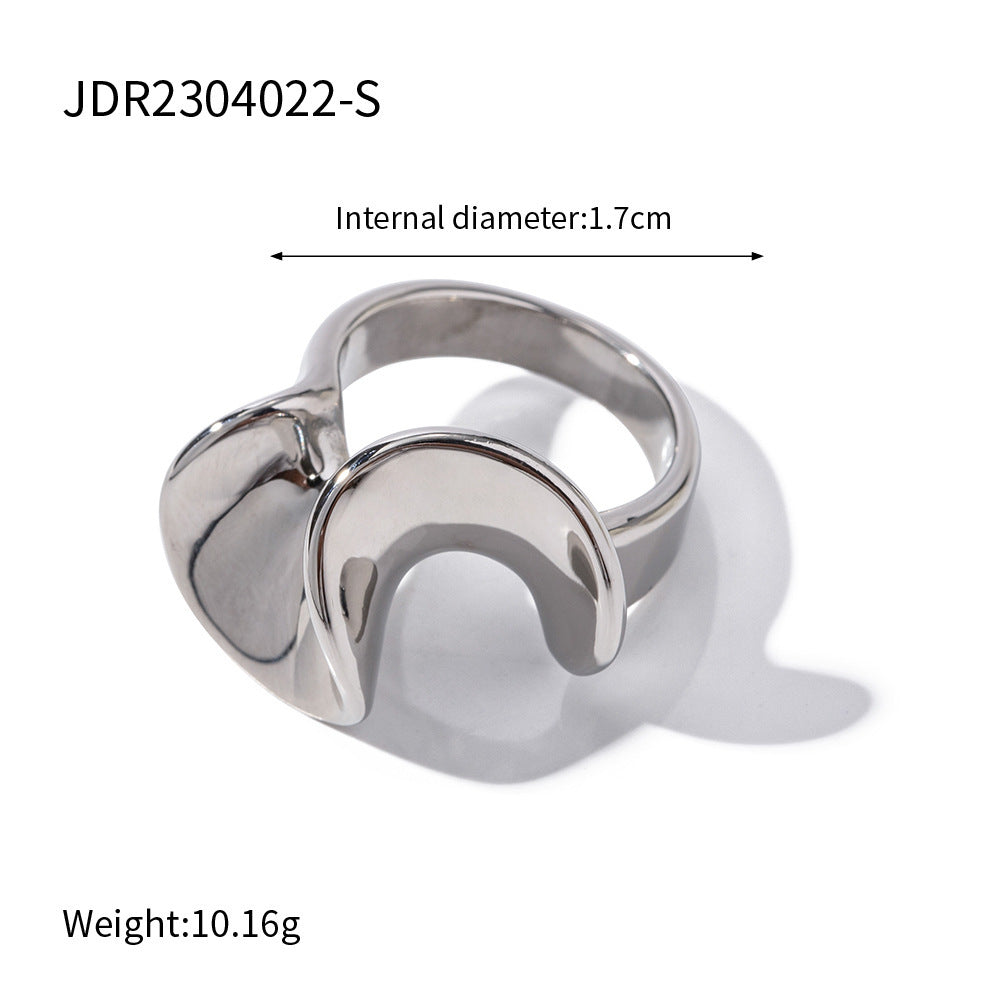 Stainless Steel Ruffled Geometric Ring for Women Ins Style Edge Ring Jewelry Gift for Her Elegant Everyday Wear Style