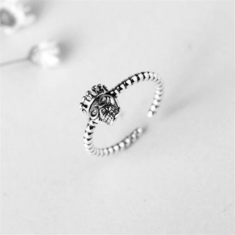Womens Copper Ring With Twist Skull Design Retro Thai Silver Plated Animal Zodiac Ring Korean Fashion Jewelry Non