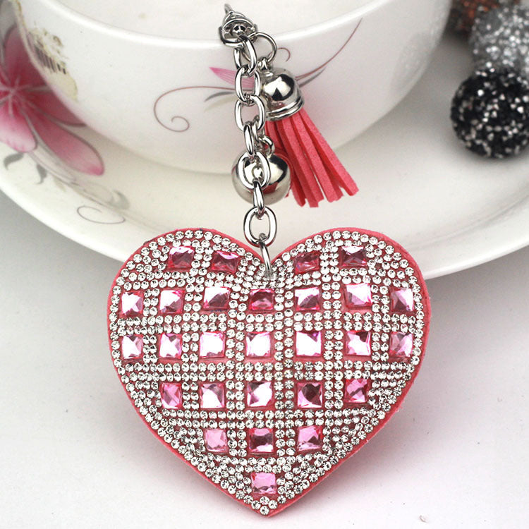 Pendant Keychain With Diamond Accent European Gift Korean Velvet Key Chain Blue Yellow Purple Pink Black Crystal