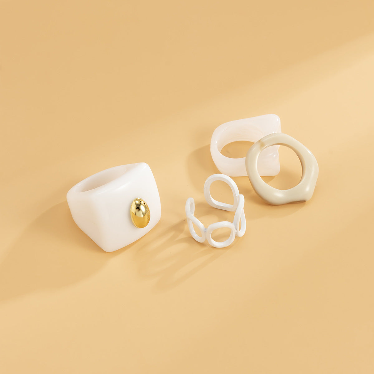 Geometric Ring Set Irregular Design Alloy Acrylic Jewelry