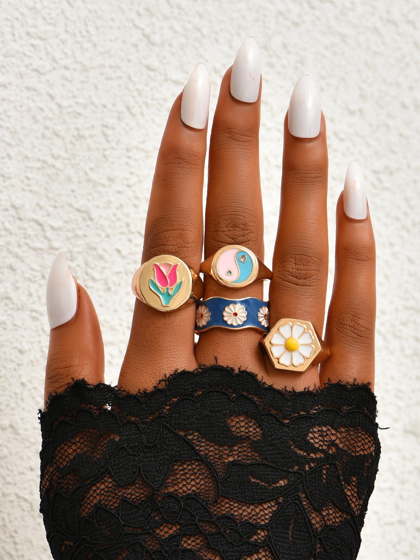 Womens Knuckle Rings Set Fashion Alloy Metal Rings Trendy Four Piece Set For Everyday Wear Chic Stackable Sets