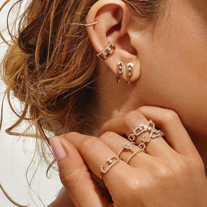 Womens Adjustable Copper Ring With Zircon Geometric Inlaid Design Fashion Gold Plated Ring Artificial Gemstone