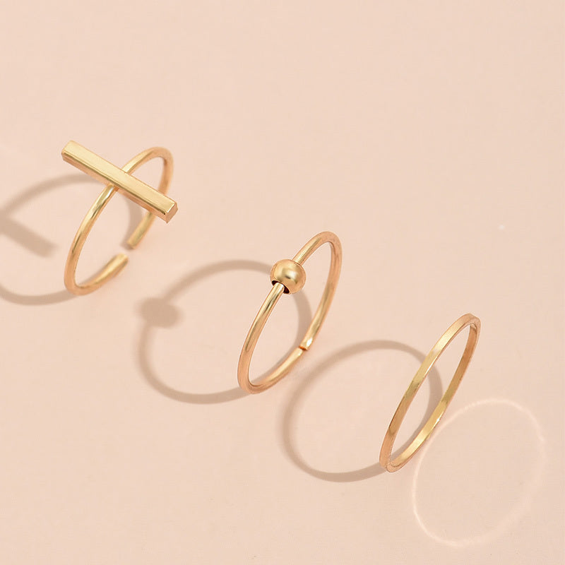 Womens Ring Fashionable Zinc Alloy Lightweight Ring For Women Girls All Match Design Everyday Wear GoldenColor