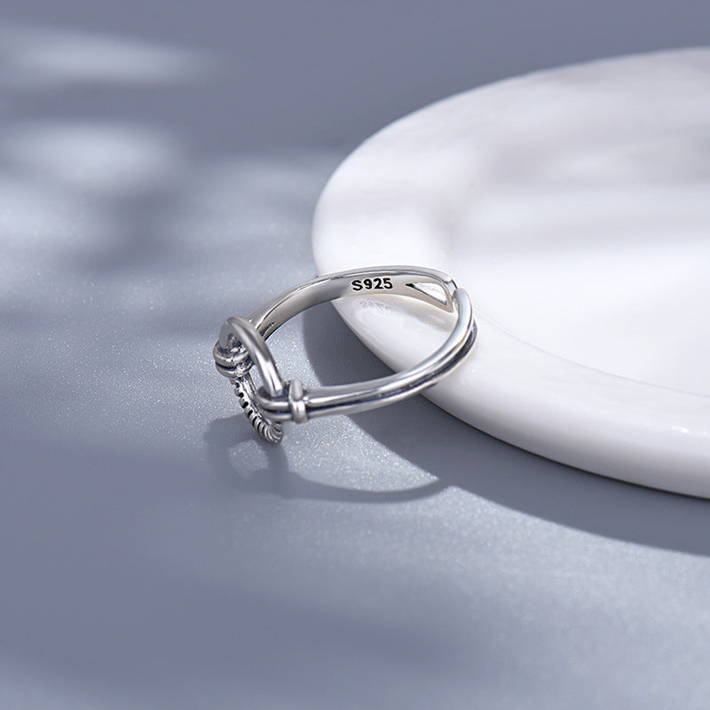 Unisex Adjustable Sterling Silver Ring Circle Band Geometric Design Electroplate Thai S925 Jewelry Simple Look