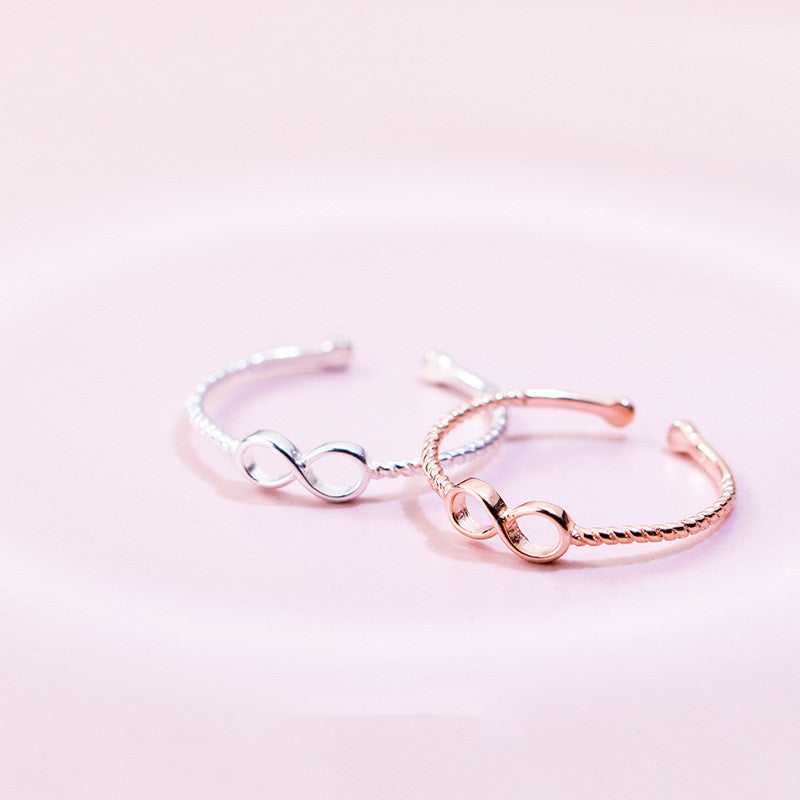 Silver Ring For Women Infinity 8 Design Adjustable Open S925 Silver Or Rose Gold Model Elegant Gift Idea Great Gift Idea