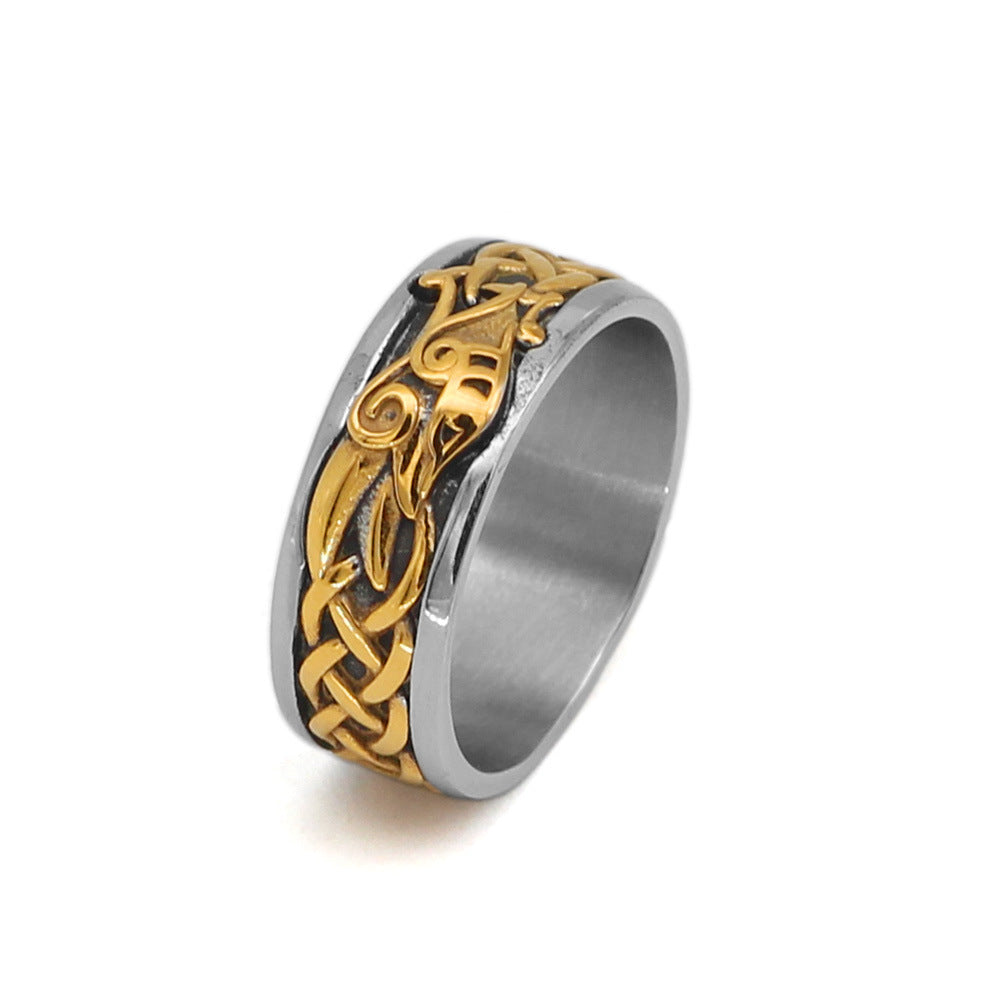 Unisex Viking Ring Stainless Steel Gold Dragon Crow Design Retro Norse Gothic Jewelry Biker Ring For Men Women