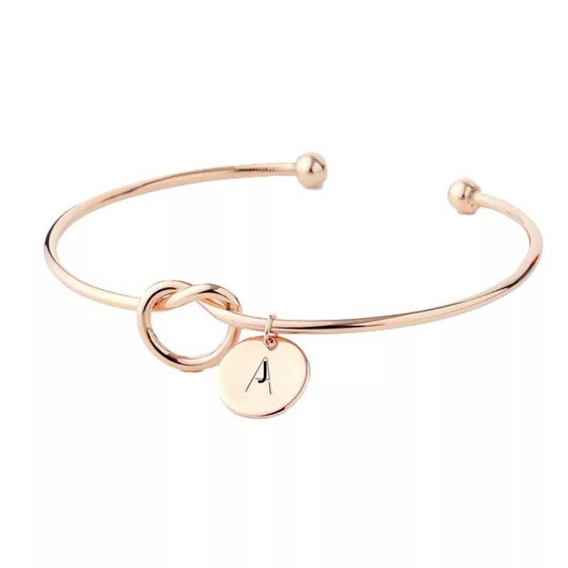 Womens Initials Bracelet Personalized Letter Bracelet Adjustable Metal Alphabet Jewelry European Styles Trendy