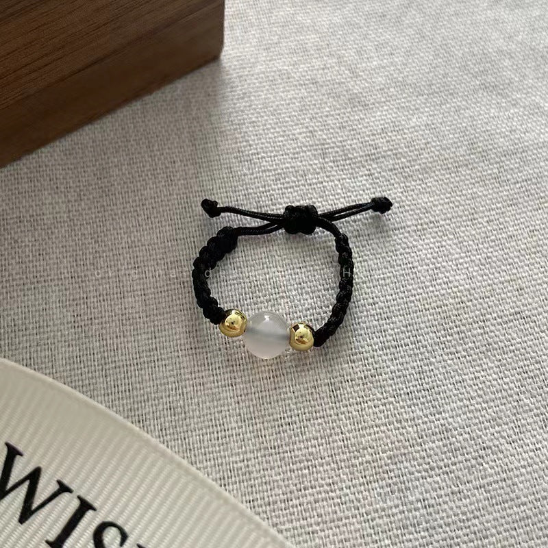 Womens Geometric Alloy Ring Beaded Ring With Rainbow Elements Multi Treasure Design Jewelry Gift For Her Alloy