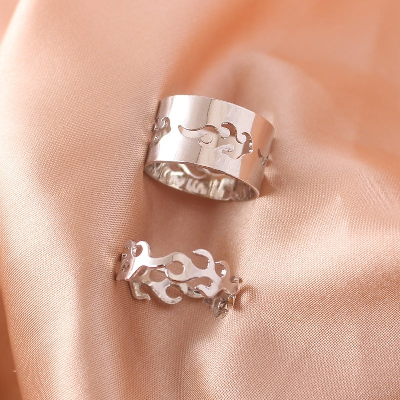 Unisex Fashion Metal Couple Rings Polished Animal Zodiac Matching Set for Lovers Durable Jewelry Gift Idea In Gift Box