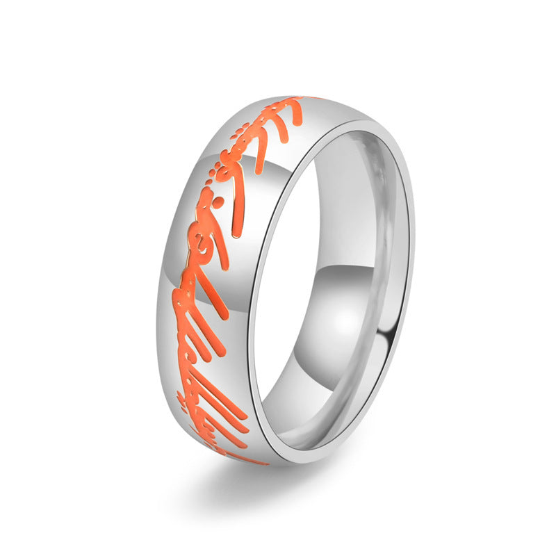 Mens Ring Titanium Steel Band With Letter Number Word Design 7mm Wide Electroplated Jewelry With Initials Card