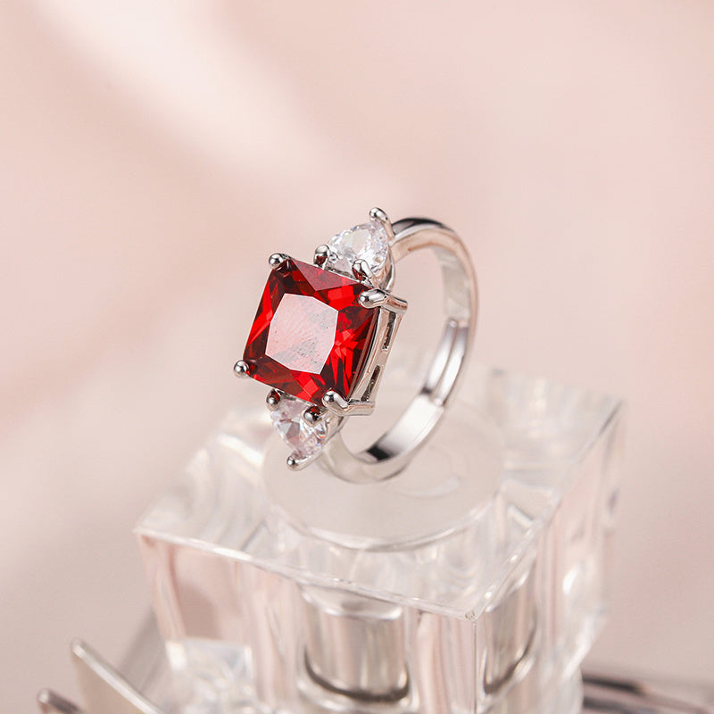 Copper Ring With Square Inlaid Zircon Accent Multicolor Jewelry For Women Gift For Her Fashion Jewelry For Her