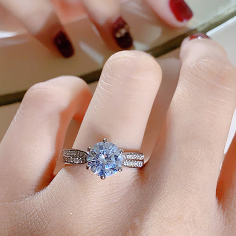 Crown Shaped Platinum Plated Copper Diamond Ring For Women Girls Elegant Fashion Jewelry Gift For Her Timeless Sparkle