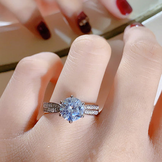 Crown Shaped Platinum Plated Copper Diamond Ring For Women Girls Elegant Fashion Jewelry Gift For Her Timeless Sparkle