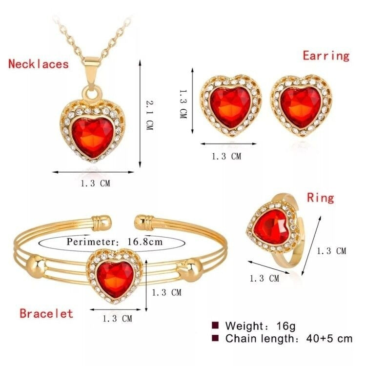 Women's Jewelry Set Necklace Earrings Ring Bracelet Heart Shaped Gemstone Alloy Inlaid Fashion Gift For Women