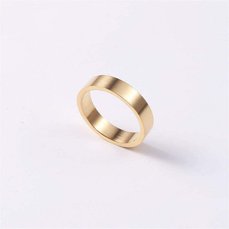 Vintage Matte Distressed Texture Ring Stainless Steel Geometric Design Gold Tone Gift For Weddings Nice Option