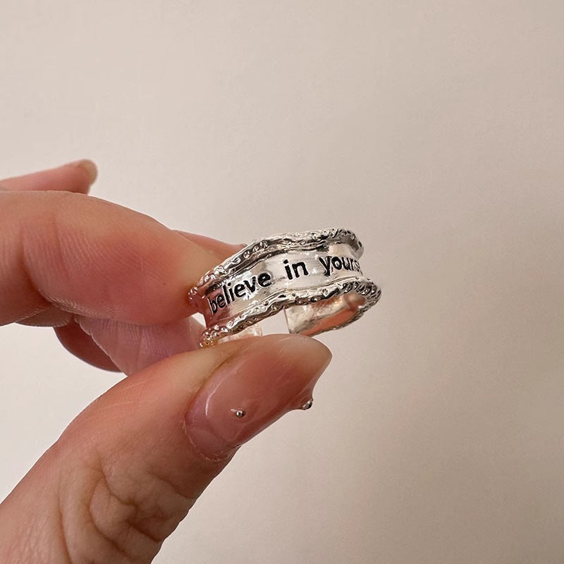 Retro Alphabet Initial Ring Adjustable Opening Copper Electroplated Jewelry For Her Fashion Gift Elegant Daily