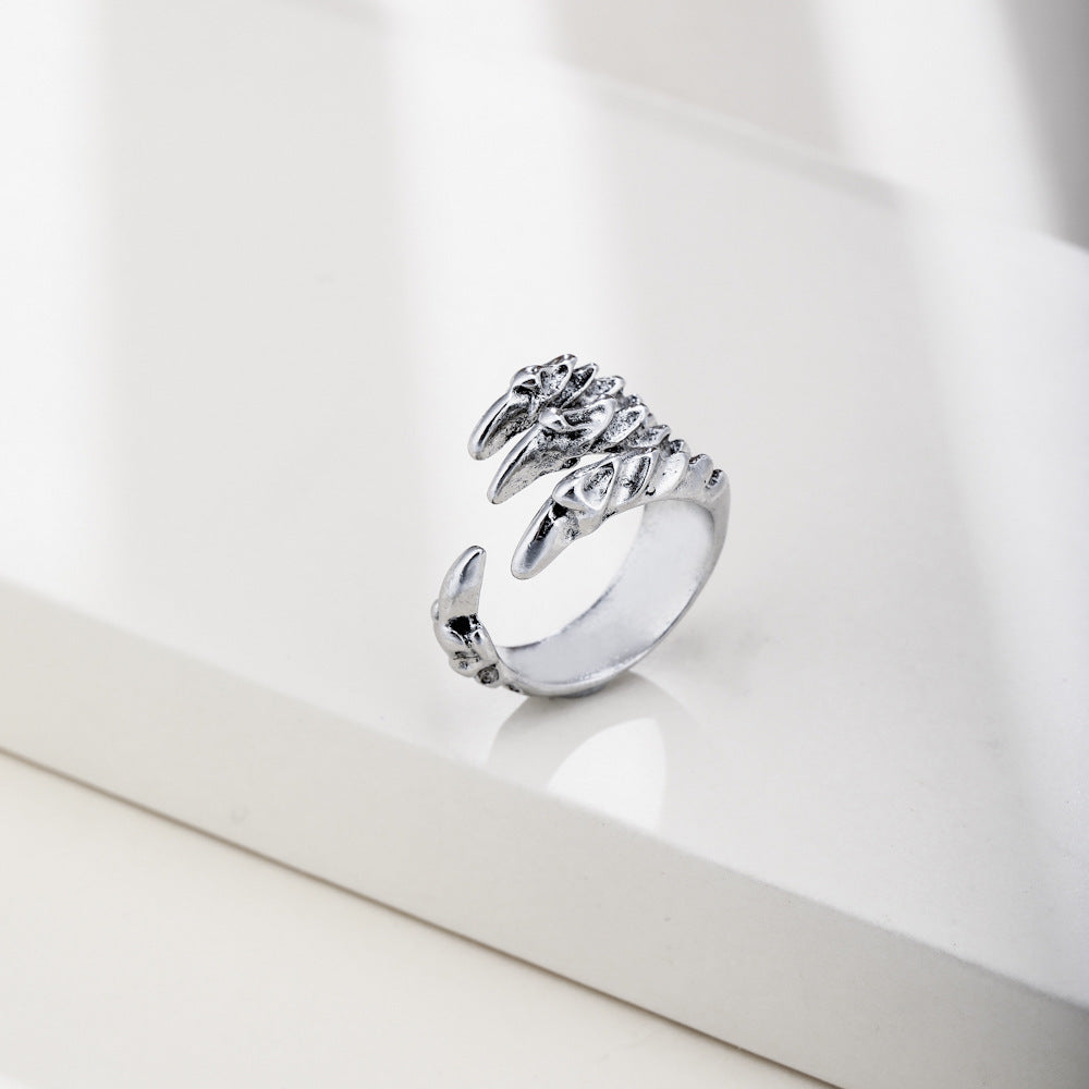 Unisex Dragon Claw Ring Adjustable Opening Alloy Band Geometric Ring Electroplated Fashion Jewelry Modern Look