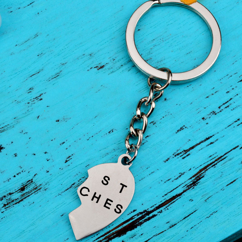 Heart Shaped Keychain Stainless Steel Key Ring With 2 Petal Pendants And Three Petal Pendants Silver Key Chain