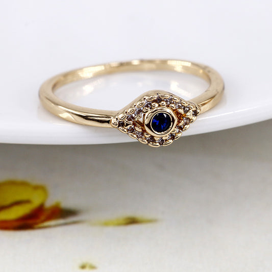 Ring Women Fashion Niche Jewelry Personalized Creative Copper Gold Plated Inlaid Gemstones Devils Eye Color Size20mm