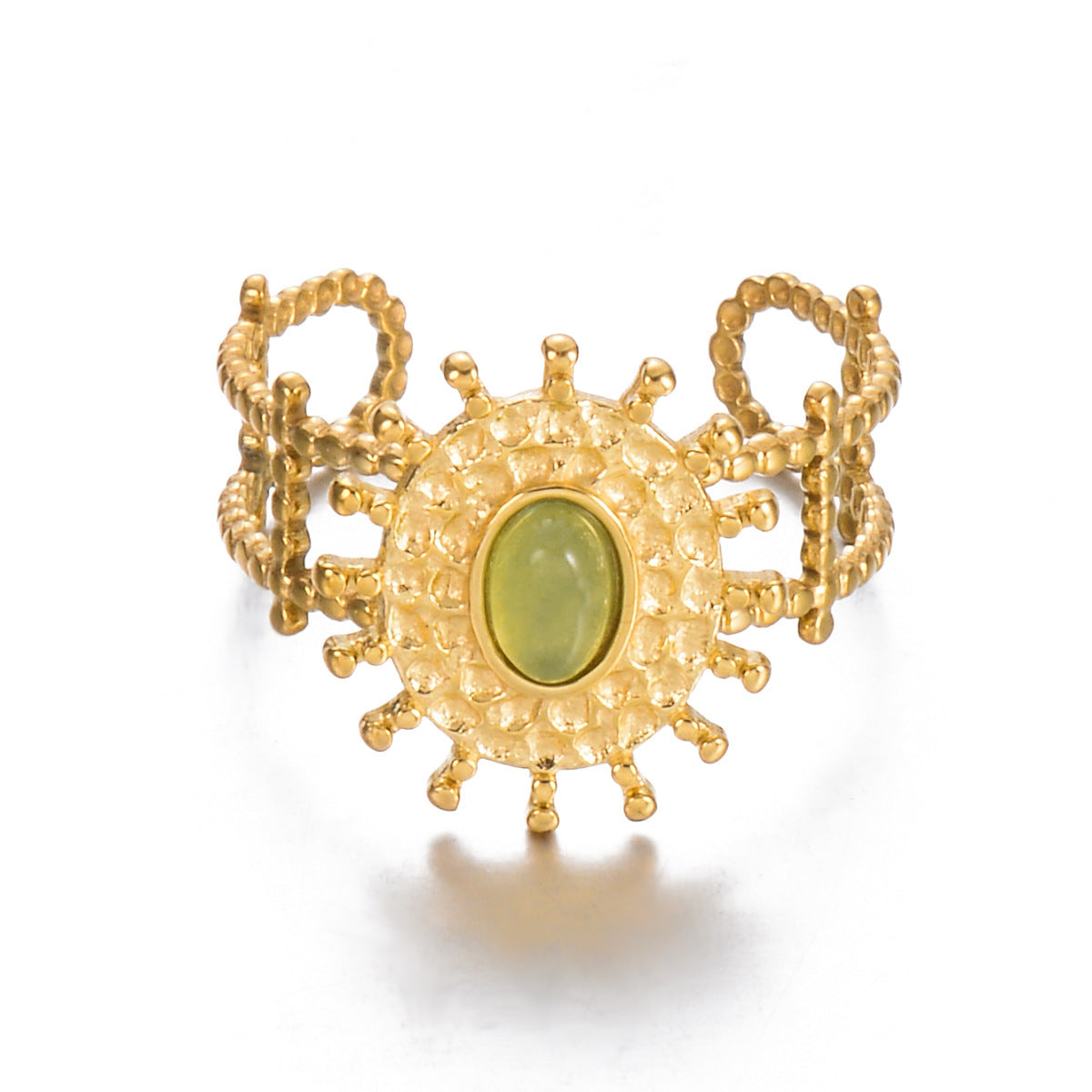 Stainless Steel Open Ring Oval Adjustable For Women Black White Red Green Modern Minimalist Jewelry Sleek Look