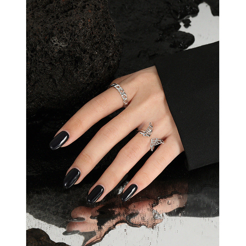 Butterfly Ring S925 Sterling Silver Adjustable White Gold