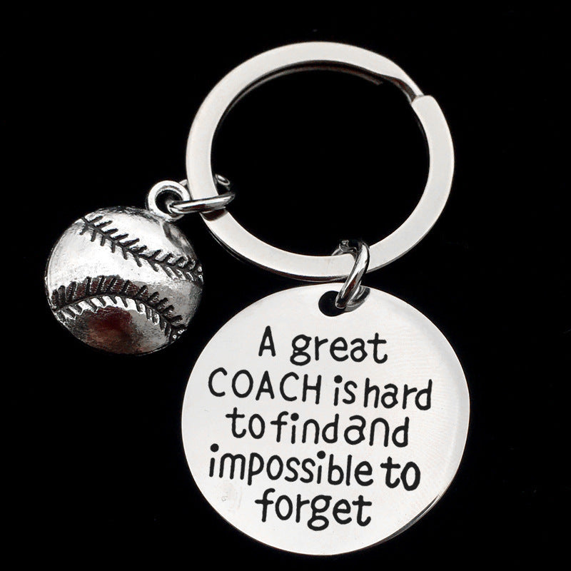 Stainless Steel Sports Keychain Set Baseball Basketball Football Rugby Key Ring Decoration For Athletes And Fans