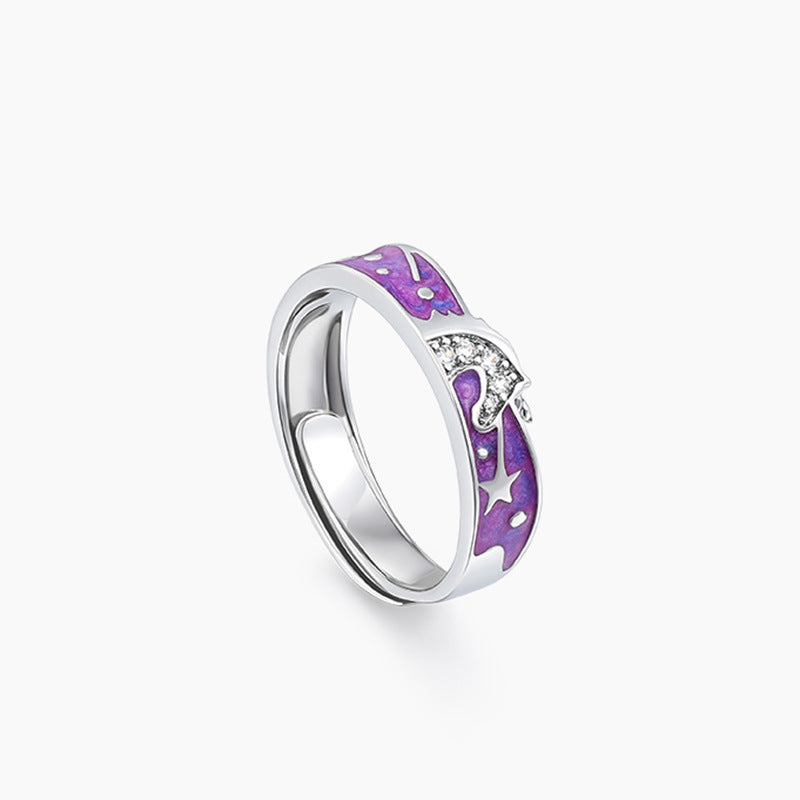 Couple Rings Adjustable Copper And With Drip Design And Zircon Geometric Electroplated Fashionable Gift For Her