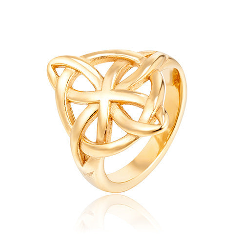 Unisex Titanium Steel Star Ring Electroplated Gold Finish Retro Style Jewelry For Everyday Wear Gift Ready Now