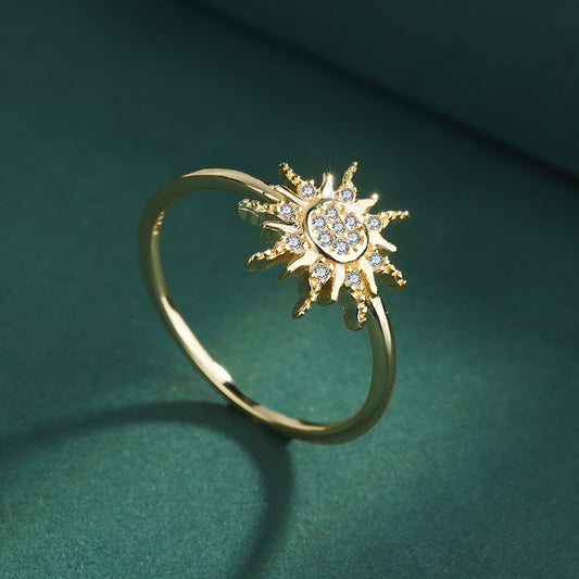 Silver Sunray Design Ring Electroplated Jewelry For Women Sizes 6 7 8 Everyday Wear And Special Occasions Gift