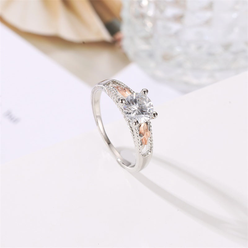 Angel Wing Zircon Ring Copper Electroplated Fashion Jewelry