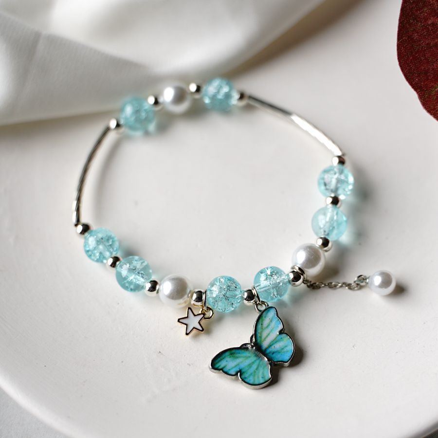 Girls Cute Bracelet With Plant Flower Plus Crystal Design Korean Beads Adjustable Childrens Bracelet 14cm 20cm