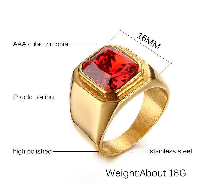 Women's Titanium Steel Ring Electroplated Black Gold Zircon Accent Durable Fashion Commuting Statement Jewelry