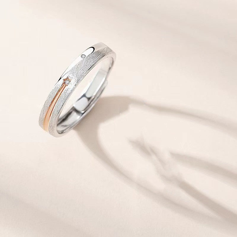 His And Hers Couple Rings Matching Set With Zircon Inlaid Silver Copper Finish For Anniversary Gift For Couple