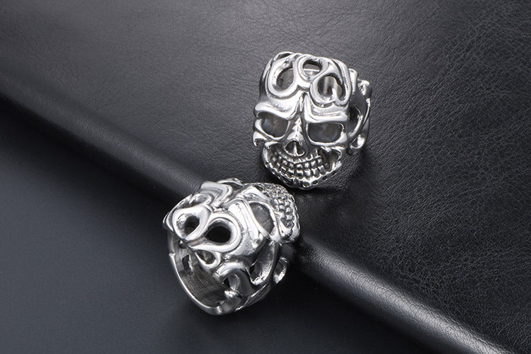 Retro Skull Vampire Ring Titanium Steel Unisex Jewelry Geometric Retro Style Size 7 8 9 10 11 12 Vintage Flair Design